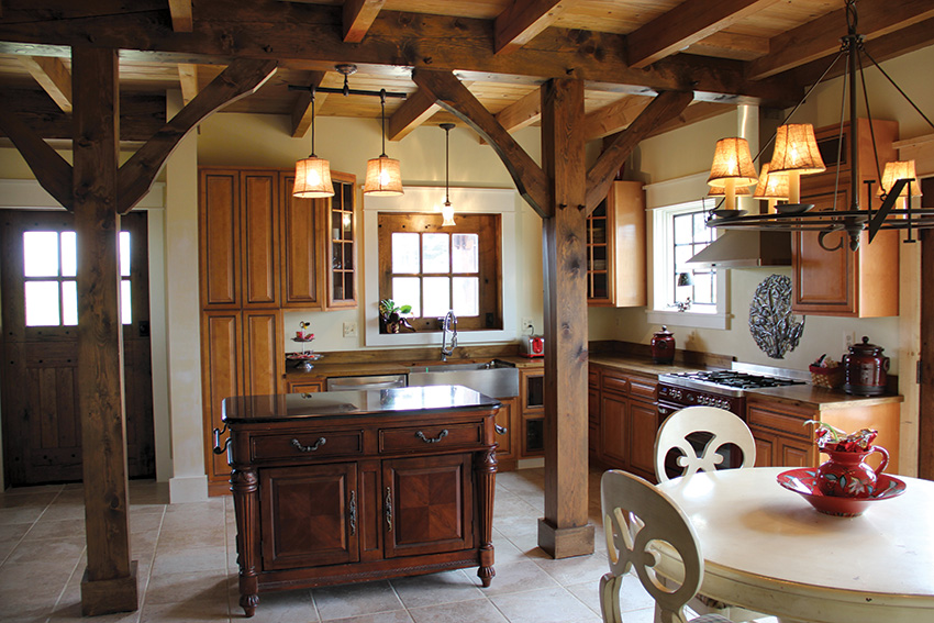 189_classic-custom-timber-frame-kitchen Timber frame kitchen with wood beams