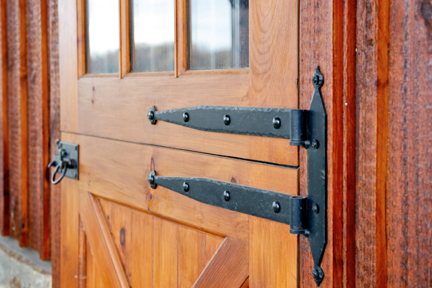 Dutch Door Strap Hinges Detail of strap hinges on custom Dutch door